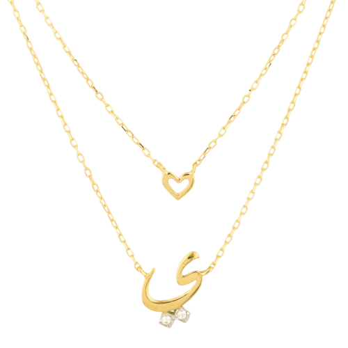 شوكر ذهب دورين بتصميم حرف مع قلب