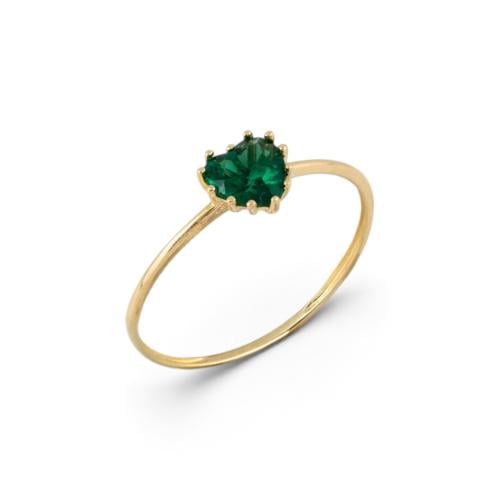 Luxurious 18k gold ring with a green stone, M2652