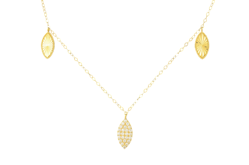 شوكر ذهب تصميم الماس مدعم بفصوص زركون لامعة عيار 1...