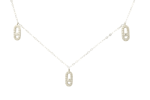 شوكر ذهب ابيض تصميم الماس بيضاوي عيار 18