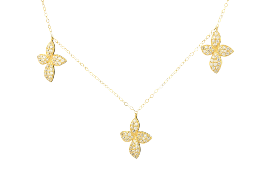 شوكر ذهب تصميم الماس شكل زهرة رباعية عيار 18