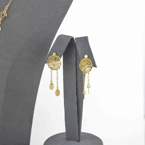 طقم ذهب "شلال الندى" عيار 21 - تصميم الطبقات المنس...