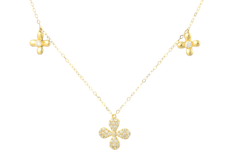 شوكر ذهب تصميم الماس شكل رباعي عيار 18