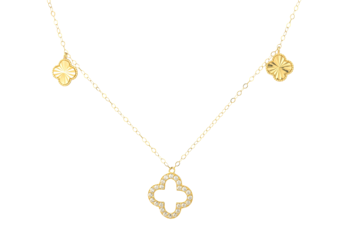 شوكر ذهب تصميم الماس شكل نجمه رباعية مع فصوص زركون...