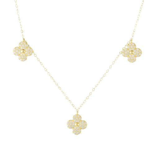 شوكر ذهب بتصميم وردة مرصّع بالزاركون m2569