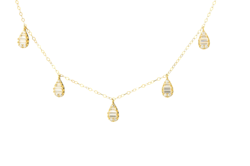 شوكر ذهب تصميم الماس شبيه قطرات الماء عيار 18