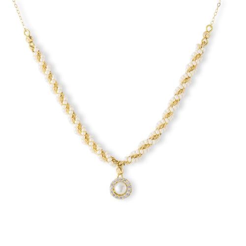 عقد لؤلؤ زراعي مع ذهب عيار 18 - RSL0016