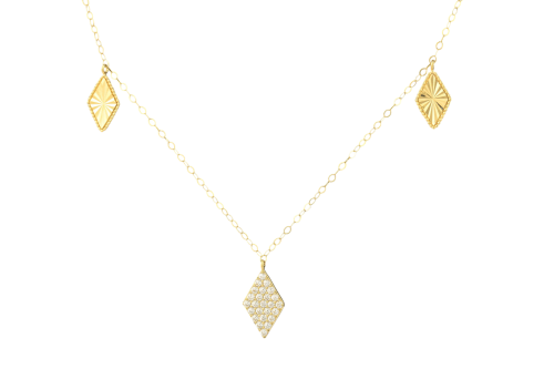 شوكر ذهب تصميم الماس شكل هندسي معين عيار 18