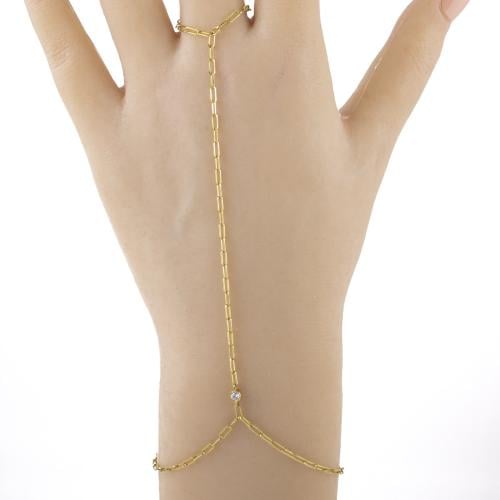 كف ذهب عيار 18 بتصميم السلسلة العصرية وفص الزركون