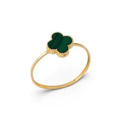 Beautiful 18k gold ring with a green stone, M2702