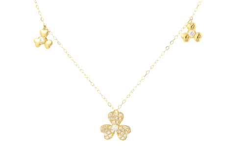 شوكر ذهب تصميم الماس ثلاثي الاوراق عيار 18