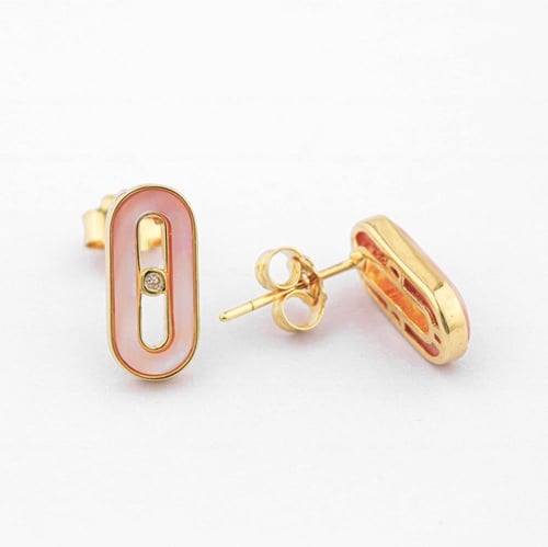 حلق ذهب تصميم صدفي E113