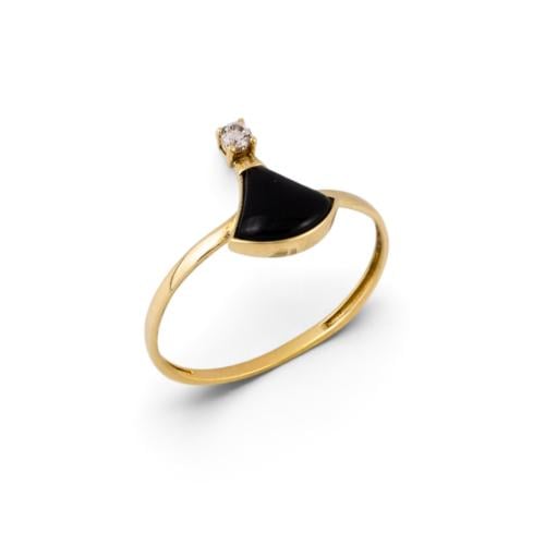 18k gold ring with a royal black stone, M2650