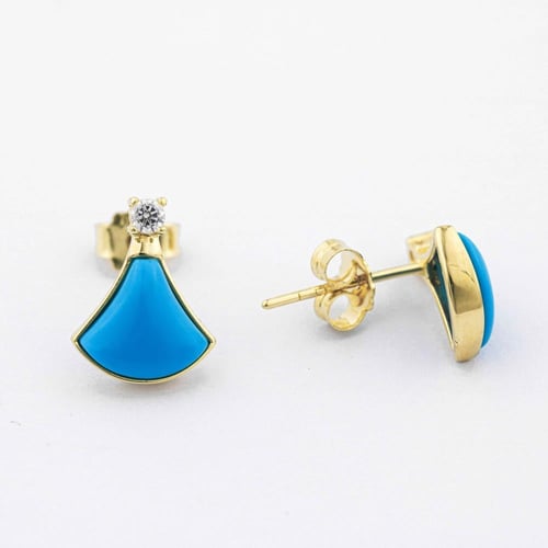 حلق ذهب تصميم صدفي E121