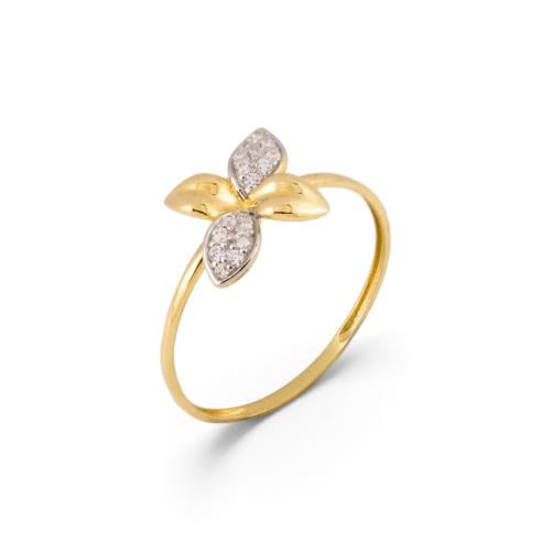 18k gold ring set with zircon M8497