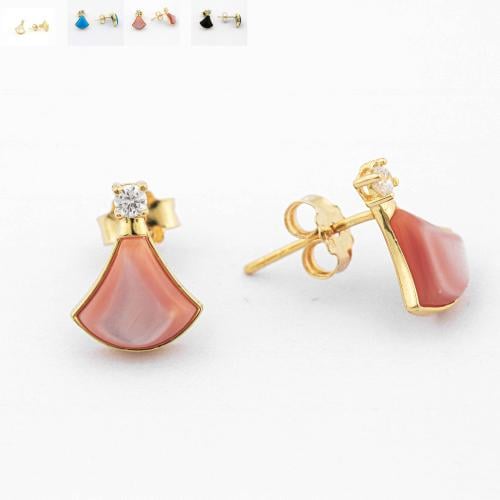 حلق ذهب تصميم صدفي E121