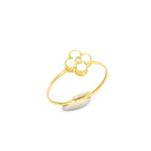 خاتم ذهب تصميم الماس مع فص احمر جميل عيار 18