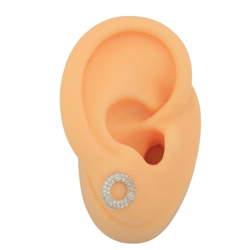 حلق ذهب ابيض تصميم الماس E132