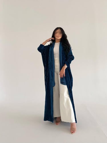 مخمل كوري أزرق نص بشت