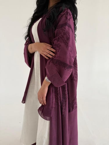 قطن مغسول موف مطرز كلوش