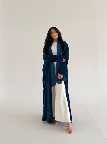 مخمل كوري أزرق نص بشت