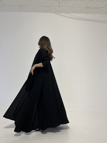 كريب أسود كلوش كسرات لمعة