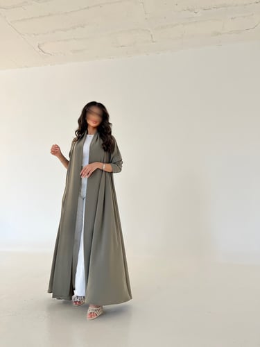 كريب تفاحي خفيف كلوش ياقة طويلة