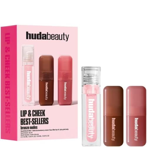 هدى بيوتي | مجموعة الافضل مبيعا للوجه والشفاه HUDA BEAUTY | Bronze Nudes Lip And Cheek Best Sellers
