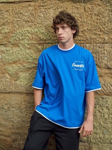 Blue t-shirt with white part