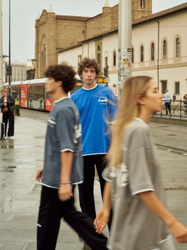 Blue t-shirt with white part