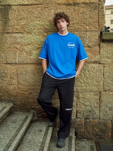 Blue t-shirt with white part