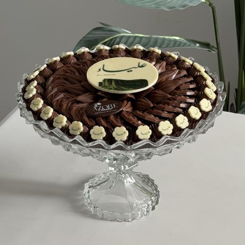 صينية زجاج بطباعة طرف