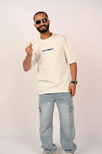 تيشرت اوفر سايز لون ابيض STARR