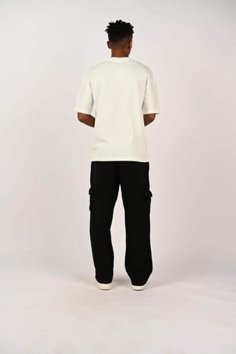 تيشرت اوفر سايز ابيض لوقو 3 قرشات