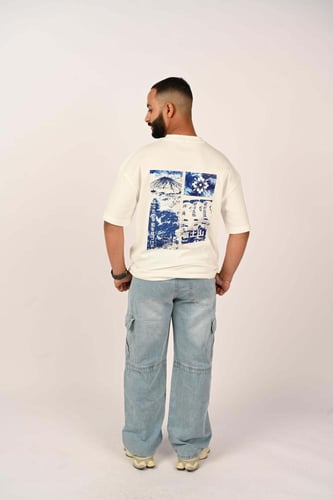 تيشرت اوفر سايز لون ابيض اليابان