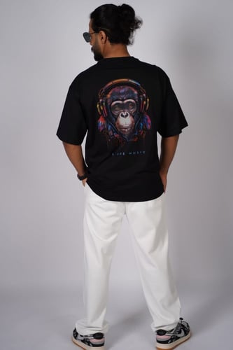 تيشرت اوفر سايز صيفي اسود MONKEY
