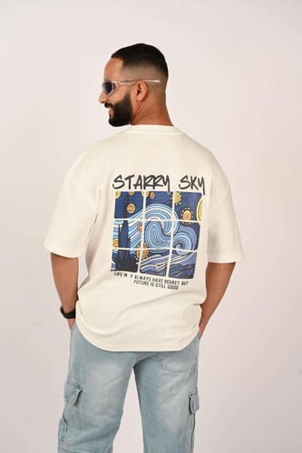 تيشرت اوفر سايز لون ابيض STARR