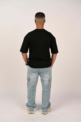 تيشرت اوفر سايز لون اسود بلوقو النمر