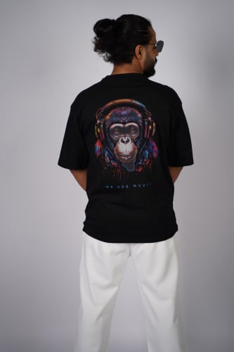 تيشرت اوفر سايز صيفي اسود MONKEY
