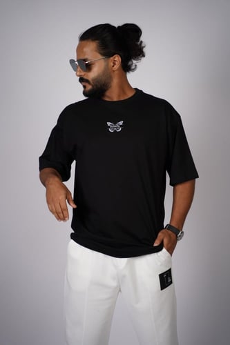 تيشرت اوفر سايز صيفي اسود MONKEY