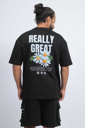 تيشرت اوفر سايز اسود ريلي