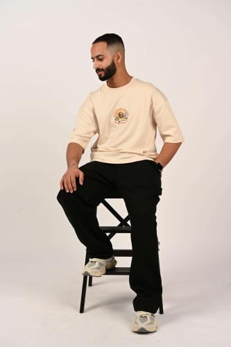 تيشرت اوفر سايز لون بيج بلوقو اصفر