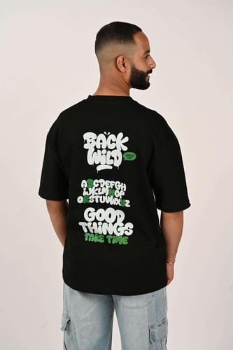 تيشرت اوفر سايز اسود BACK