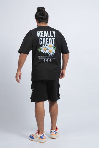 تيشرت اوفر سايز اسود ريلي