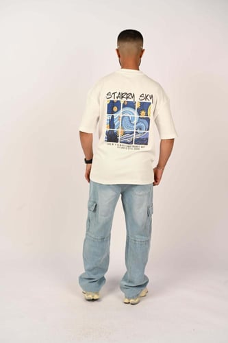 تيشرت اوفر سايز لون ابيض STARR