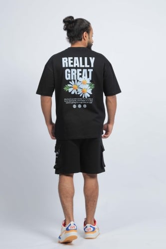 تيشرت اوفر سايز اسود ريلي