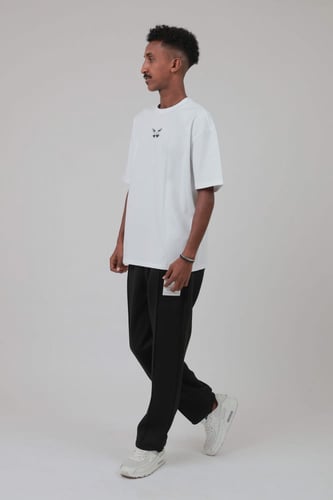 تيشيرت اوفر سايز أبيض S-156 بطبعة “STREET WEAR”