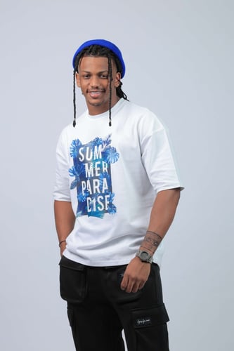 تيشرت اوفر سايز ابيض سمر