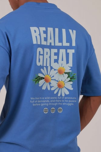 تيشرت اوفر سايز ازرق REALLY