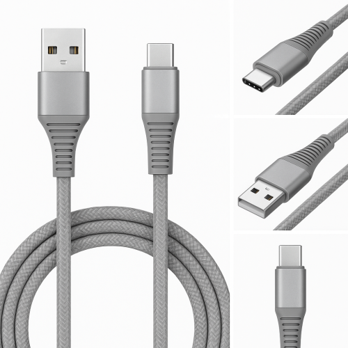 كيبل شحن قوي Charging & Ultra Durable Gray USB-A t...